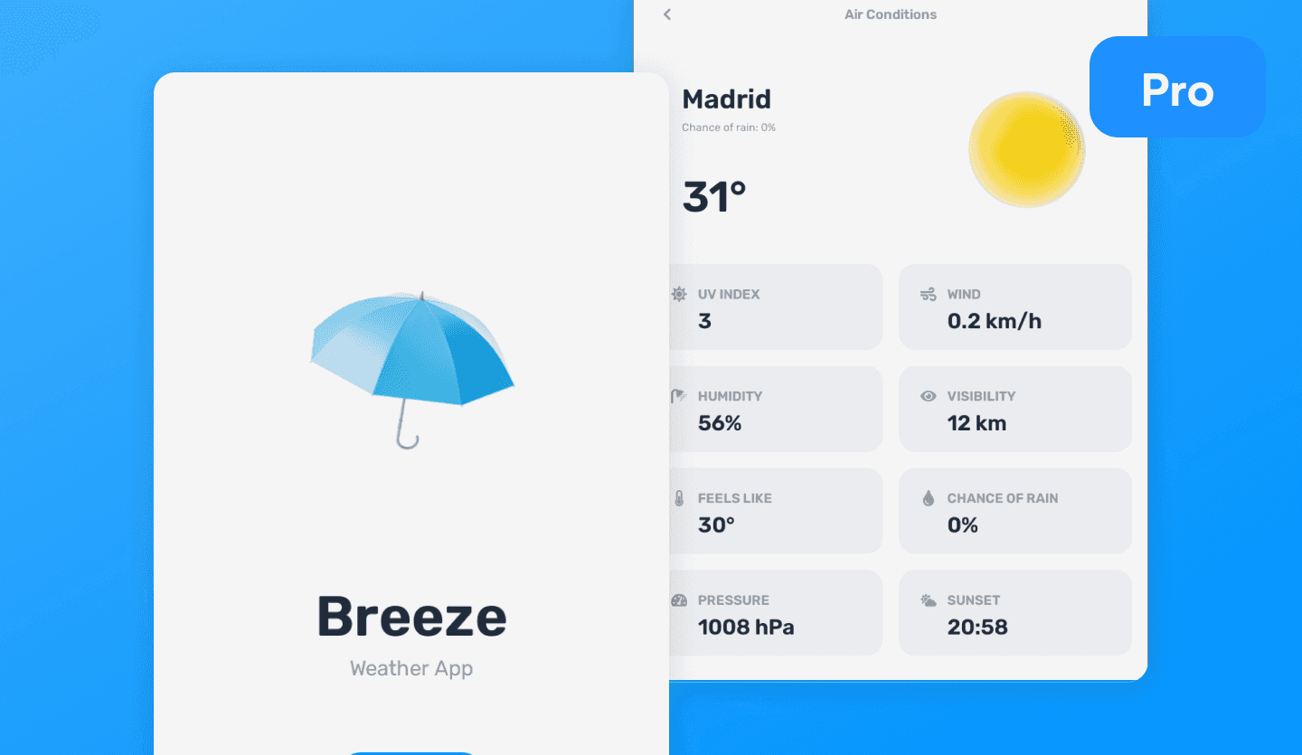 weather tablet app light design template cover