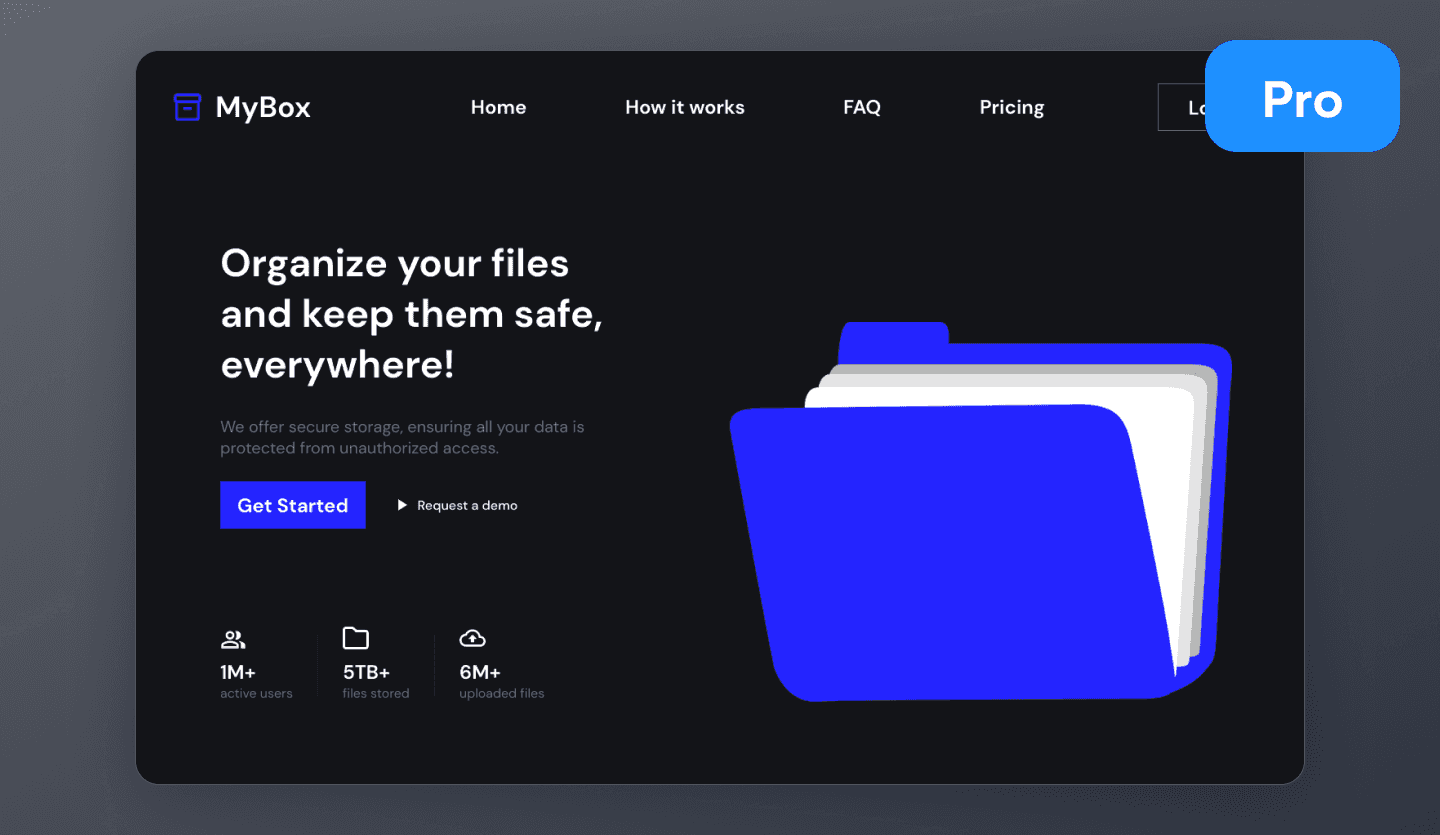 File management dark mode web app template