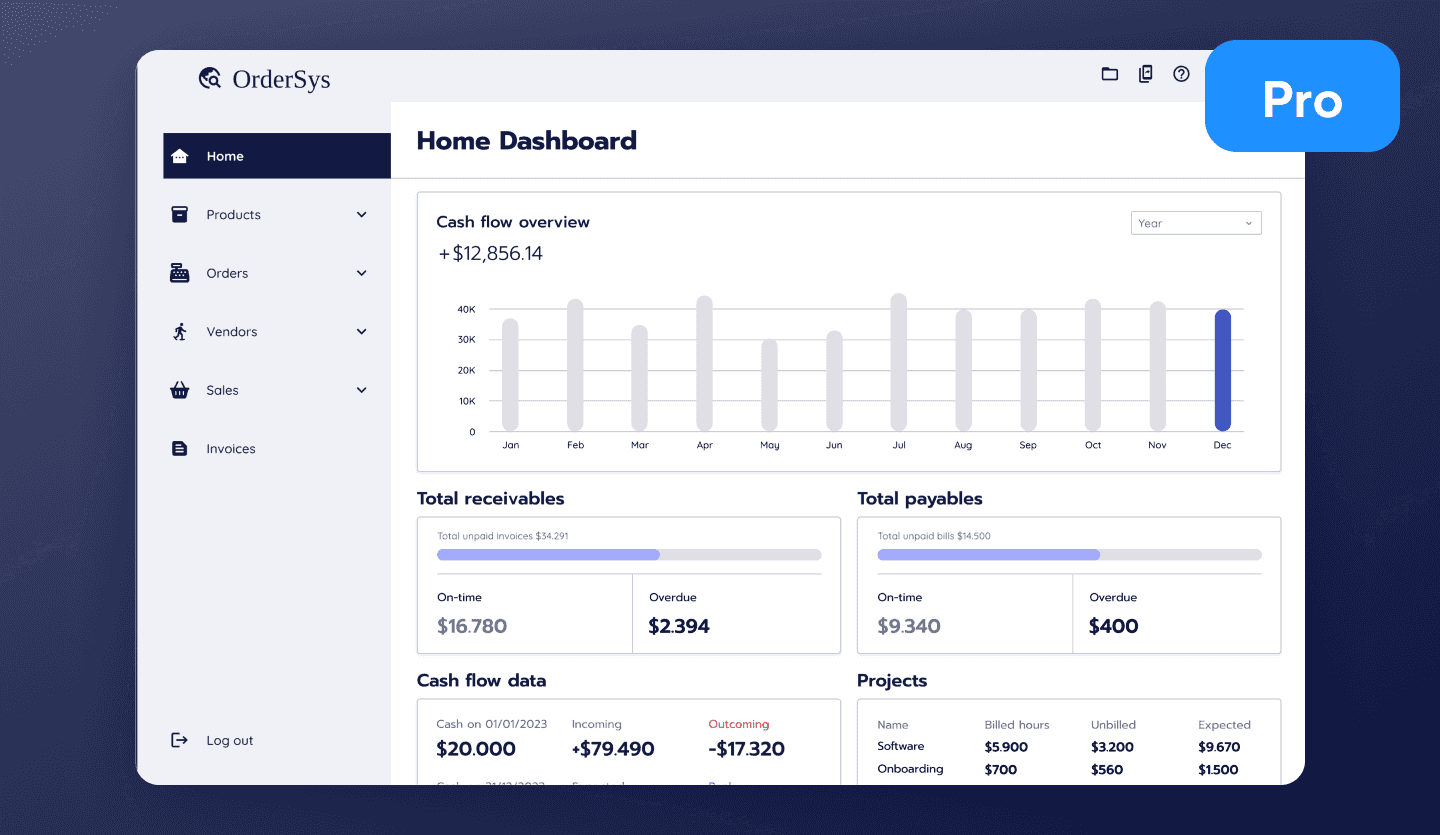 Purchase order management web app UI template